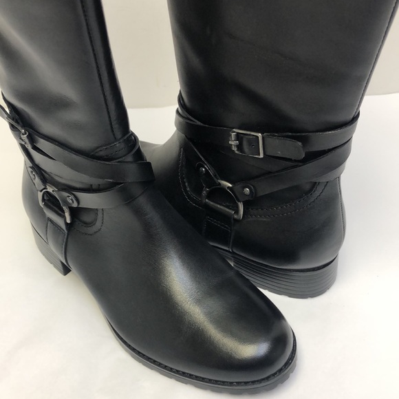 Lauren Ralph Lauren Savion Black Boots Leather New - Picture 4 of 12